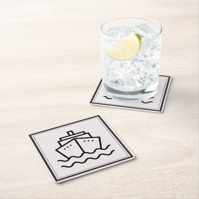 Minimalistisches Schiff im eleganten Gerahmten Oze Rechteckiger Pappuntersetzer (Vor Ort)