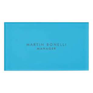 Minimalistisches Schlichtes Blau Namenschild