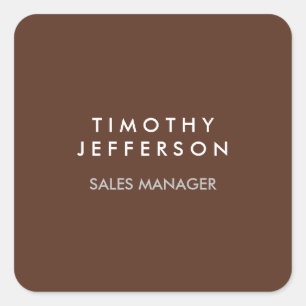 Minimalistisches Schlichtes Braun Elegante Moderne Quadratischer Aufkleber