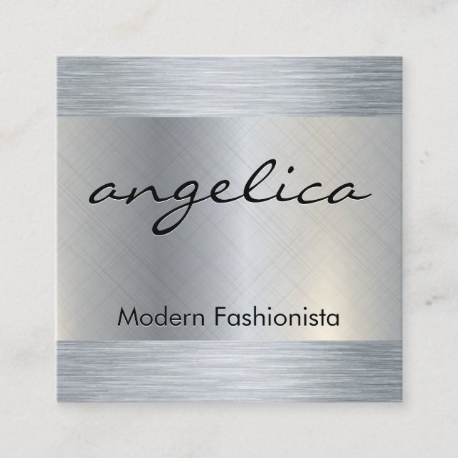 Minimalistisches Schlichtes Weiß mit Kursivschrift Quadratische Visitenkarte (Vorderseite)