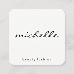 Minimalistisches Schlichtes Weiß mit Kursivschrift Quadratische Visitenkarte