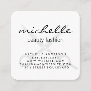 Minimalistisches Schlichtes Weiß mit Kursivschrift Quadratische Visitenkarte