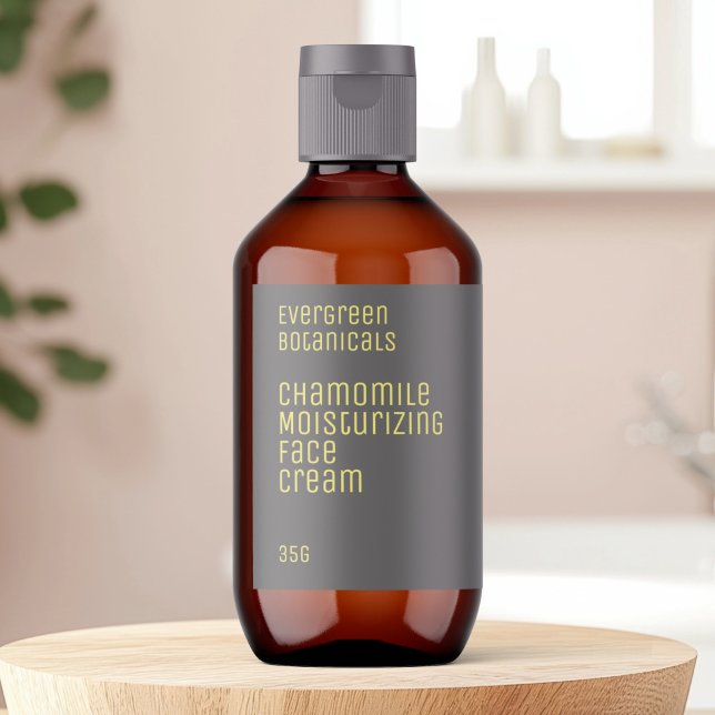 Minimalistisches Schönheitslabel - grau und gelb (Von Creator hochgeladen)