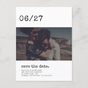 Minimalistisches SchreibmaschinenSave the Date Fot Postkarte
