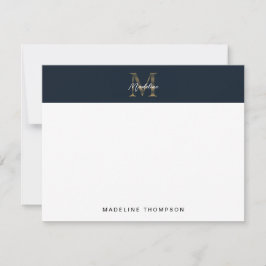 Minimalistisches Schrift-Metallisches Marineblau-G Mitteilungskarte