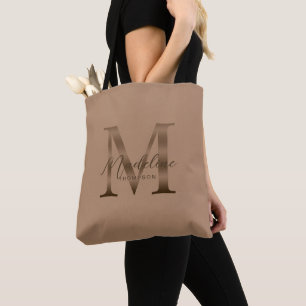 Minimalistisches Schrift-Metallisches Taupe-Gold-M
