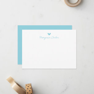 Minimalistisches Schrift-Ozean-Blau-Herz Personali Mitteilungskarte