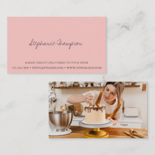 Minimalistisches Schriftfoto Blush Pink Bäckerei G Visitenkarte