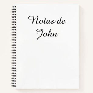 Minimalistisches Schwarz auf Weiß Notas Spanisch N Notizbuch