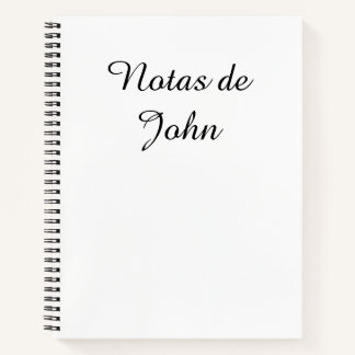 Minimalistisches Schwarz auf Weiß Notas Spanisch N Notizbuch
