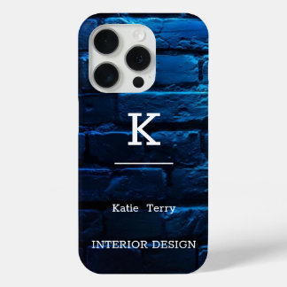 Minimalistisches Schwarz-Blau-Modern-Monogramm-Geh Case-Mate iPhone Hülle