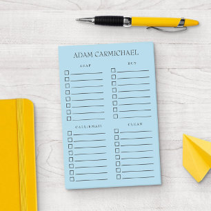 Minimalistisches Schwarz/Blau Organisierte Dinge z Post-it Klebezettel