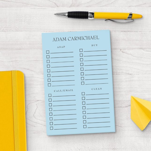 Minimalistisches Schwarz/Blau Organisierte Dinge z Post-it Klebezettel (Von Creator hochgeladen)