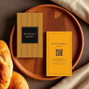 Minimalistisches Schwarz-Gelb-Gestreiftes-Bäckerei Visitenkarte