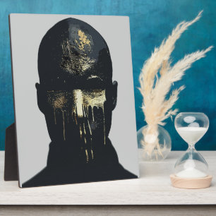 Minimalistisches Schwarz/Gold Abstraktes Portrait Fotoplatte