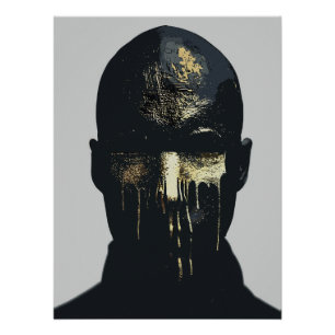 Minimalistisches Schwarz/Gold Abstraktes Portrait Poster