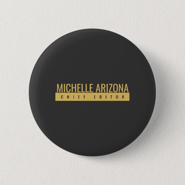 Minimalistisches Schwarz & Gold Farbmotiv Professi Button (Vorderseite)