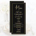 Minimalistisches Schwarz-Gold-Formblatt Menükarte<br><div class="desc">Diese Karte mit Schwarz und Gold ist einfach elegant. Personalisieren Sie alle Felder,  um Ihre Menüangebote für jeden formalen Anlass zu erstellen.</div>