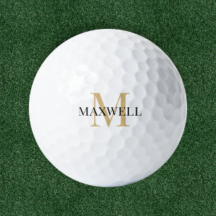 Minimalistisches Schwarz-Gold-Monogramm Golfball