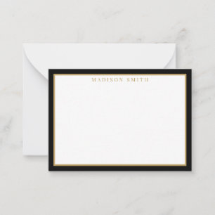 Minimalistisches Schwarz-Gold-Monogramm Mitteilungskarte