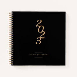 Minimalistisches Schwarz-Gold-Notebook 2022 Notizbuch