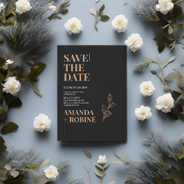 Minimalistisches Schwarz/Gold Save the Date
