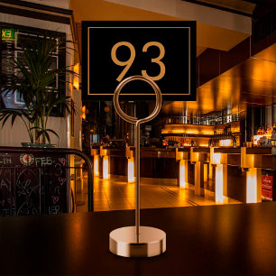 Minimalistisches Schwarz-Gold-Text-Restaurant Tischnummer