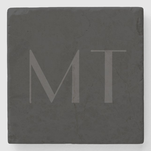 Minimalistisches Schwarz-Grau-Elegantes Monogramm Steinuntersetzer (Vorderseite)