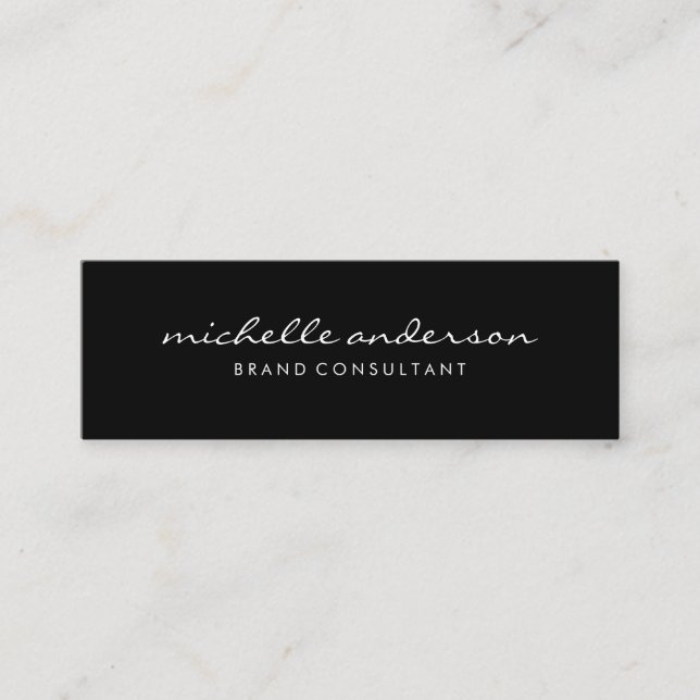Minimalistisches Schwarz-Grau mit kursivem Text Mini Visitenkarte (Vorderseite)