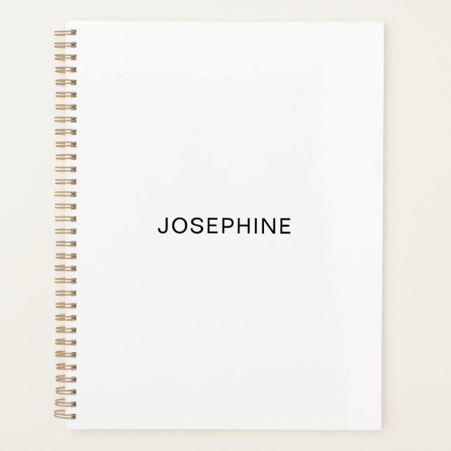 Minimalistisches Schwarz, modern, personalisiert Planer (Vorderseite)