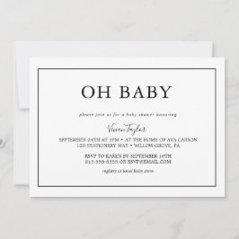 Minimalistisches Schwarz | Oh Baby Shower Einladun Einladung