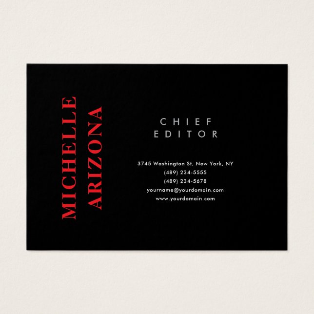 Minimalistisches Schwarz Rot & Weiß Modernes Profe (Vorderseite)
