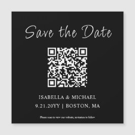 Minimalistisches Schwarz | SAVE THE DATE | QR Code Magnetkarte