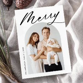 Minimalistisches Schwarz-Script-Foto Feiertagskarte