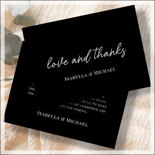 Minimalistisches Schwarz   Script Wedding Dankesch