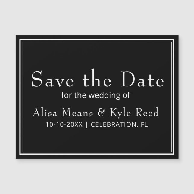 Minimalistisches Schwarz Speichern des Datumsfenst Magnetkarte (Vorderseite)