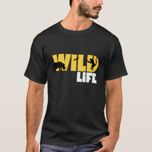 Minimalistisches Schwarz und Gelb Wildleben T-Shirt