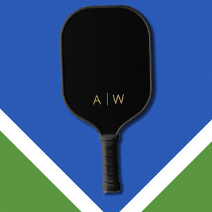 Minimalistisches Schwarz und Gold Modernes Monogra Pickleball Schläger