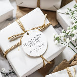 Minimalistisches Schwarz und Weiß Script Custom Vi Geschenkanhänger<br><div class="desc">Minimalistische moderne Schwarz-Weiß-Skripte Hochzeit Custom Vielen Dank für Tags</div>
