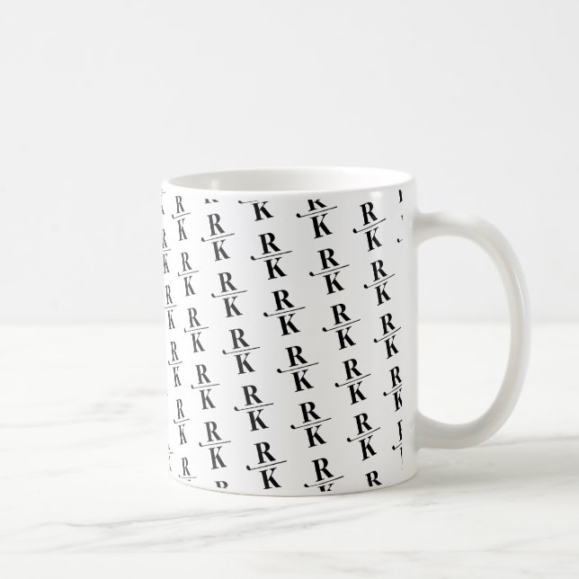 Minimalistisches Schwarz-Weiß-2-Buchstaben-Monogra Kaffeetasse (Rechts)