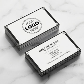 Minimalistisches Schwarz-Weiß-Art-Deco-Logo Visitenkarte