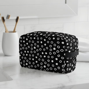 Minimalistisches Schwarz-Weiß-Bläschen-Muster Waschbeutel