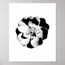 Minimalistisches Schwarz-Weiß-Blumenposter Poster