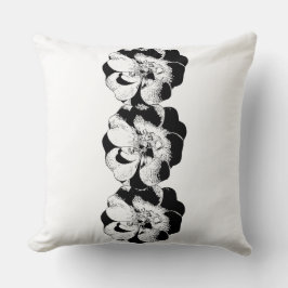 Minimalistisches Schwarz-Weiß-Blütenwirbel Kissen