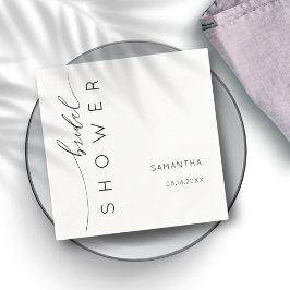 Minimalistisches Schwarz-Weiß-Brautparty Serviette