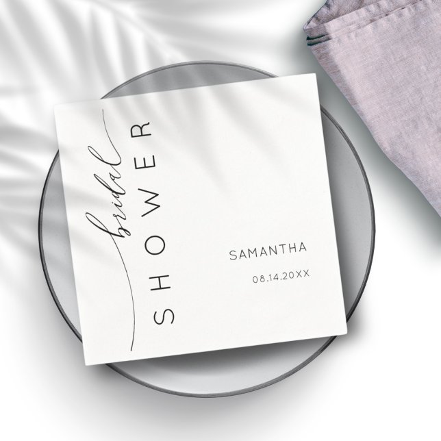 Minimalistisches Schwarz-Weiß-Brautparty Serviette (Von Creator hochgeladen)