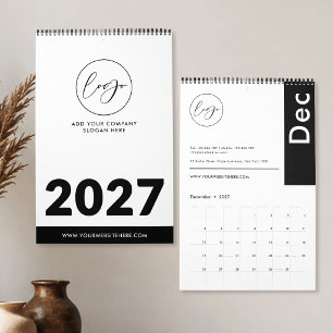 Minimalistisches Schwarz-Weiß-Business-Logo Promo  Kalender