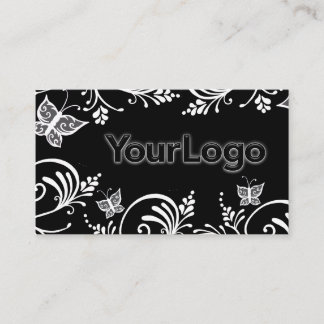 Minimalistisches Schwarz-Weiß-Butterfly-Logo Visitenkarte