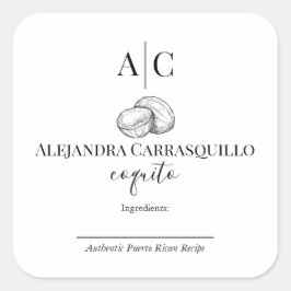 Minimalistisches Schwarz-Weiß-Coquito-Flaschenetik Quadratischer Aufkleber