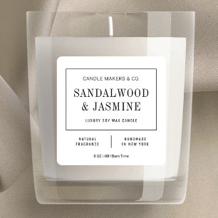 Minimalistisches Schwarz-Weiß-Edelkandellabel Quadratischer Aufkleber